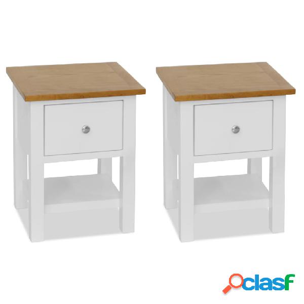 vidaXL Comodini 2 pz 36x30x47 cm in Legno Massello di Rovere