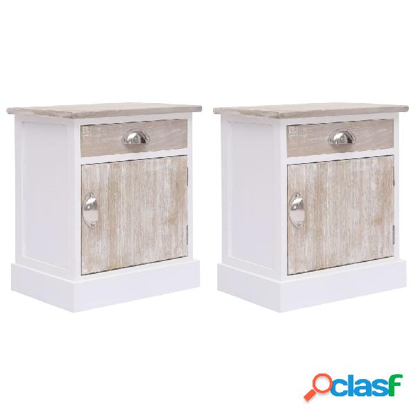 vidaXL Comodini 2 pz 38x28x45 cm in Legno di Paulownia