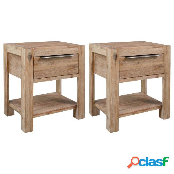 vidaXL Comodini con Cassetti 2 pz 40x30x48 cm Legno Massello