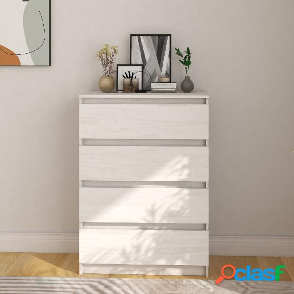 vidaXL Credenza Bianca 60x36x84 cm in Legno Massello di Pino