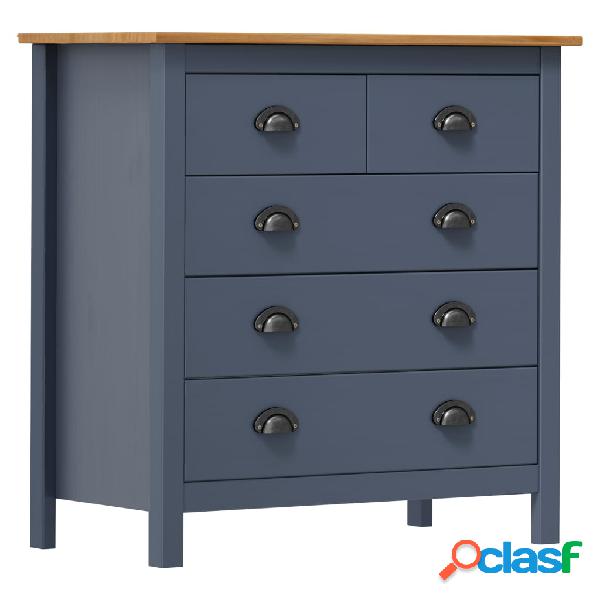vidaXL Credenza Hill Range Grigia 79x40x80 cm Legno Massello