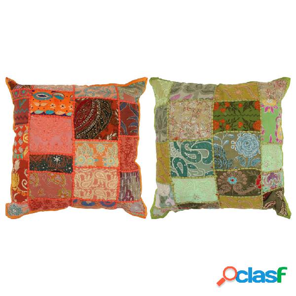 vidaXL Cuscini Patchwork 2 pz Realizzati a Mano 45x45 cm
