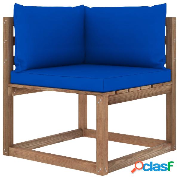 vidaXL Divano Angolare da Giardino su Pallet con Cuscini Blu