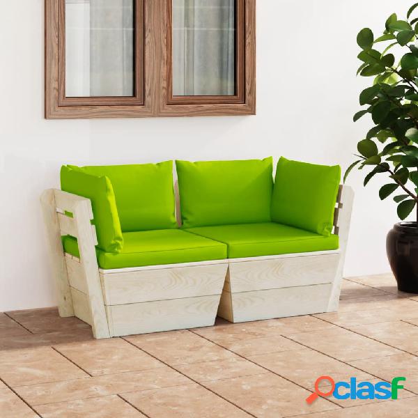 vidaXL Divano da Giardino a 2 Posti su Pallet con Cuscini