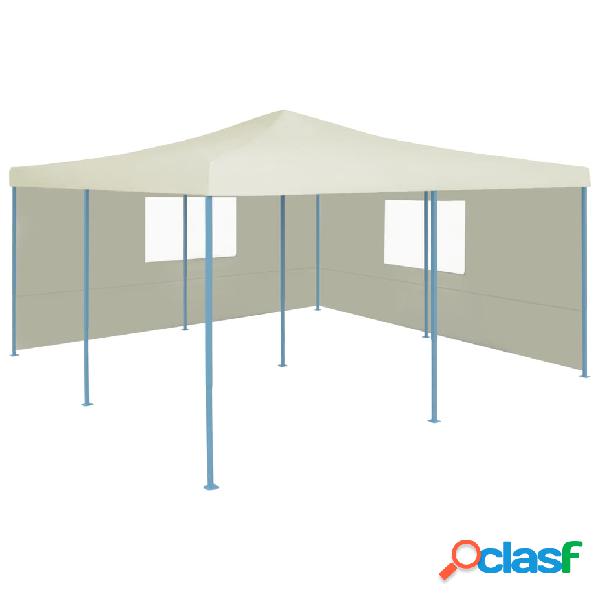 vidaXL Gazebo Pieghevole con 2 Pareti 5x5 m Crema