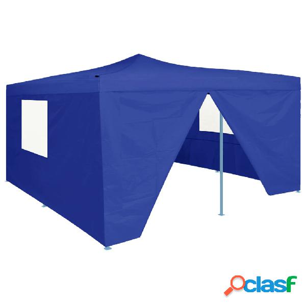 vidaXL Gazebo Pieghevole con 4 Pareti 5x5 m Blu