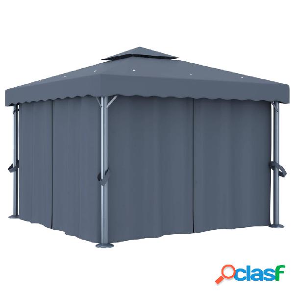 vidaXL Gazebo con Tende 3x3 cm Antracite Alluminio