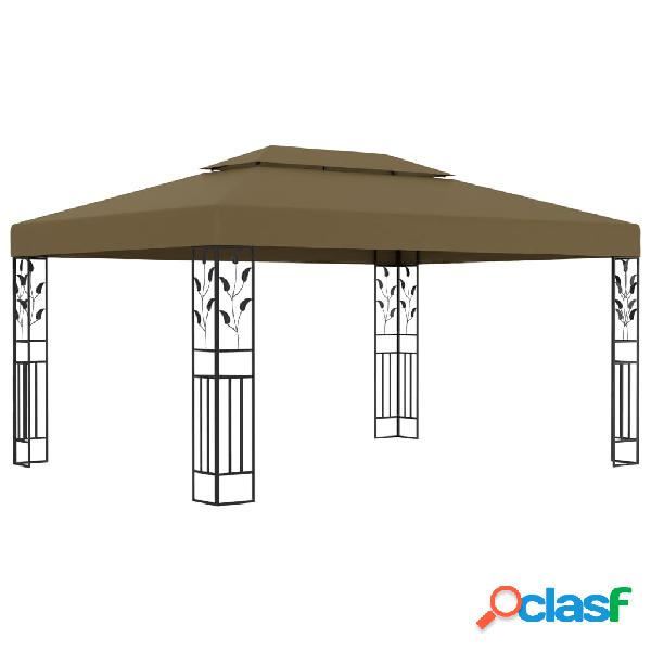 vidaXL Gazebo con Tetto Doppio 3x4 m Grigio Talpa 180 g/m²