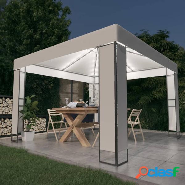 vidaXL Gazebo con Tetto Doppio e Stringa di Luci LED 3x3 m