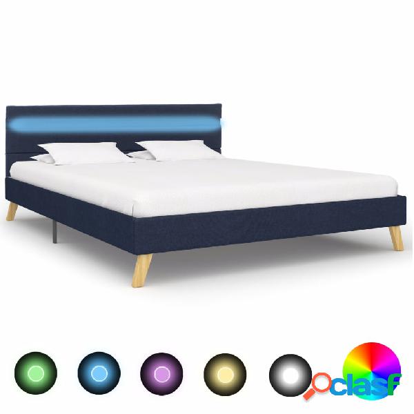 vidaXL Giroletto con Luci LED Blu in Tessuto 160x200 cm
