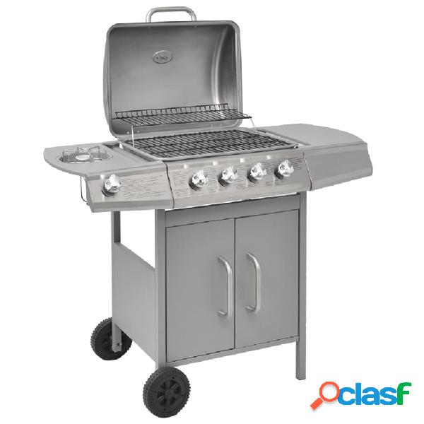 vidaXL Griglia Barbecue a Gas 4+1 Fornelli Argento