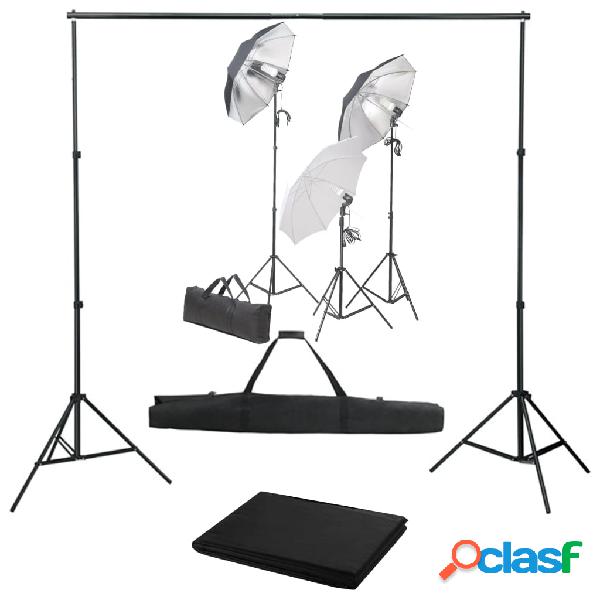 vidaXL Kit Studio Fotografico con Set Luci e Fondale