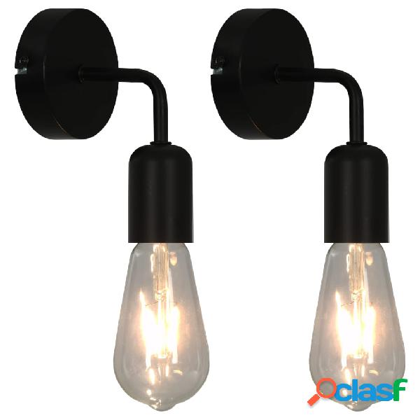 vidaXL Lampade da Parete 2 pz con Lampadine 2 W Nero E27