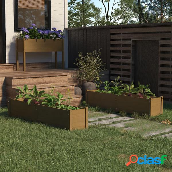vidaXL Letti Rialzati da Giardino 2 pz Miele 150x31x31cm
