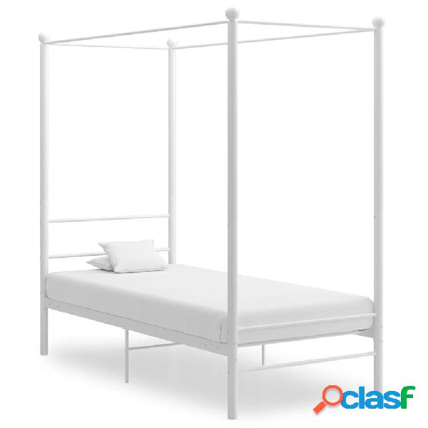 vidaXL Letto a Baldacchino Bianco in Metallo 100x200 cm