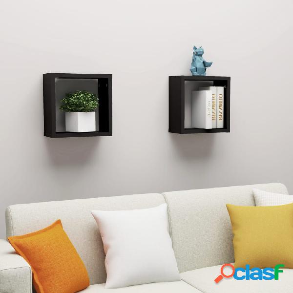vidaXL Mensole Parete a Cubo 2 pz Nere 30x15x30 cm