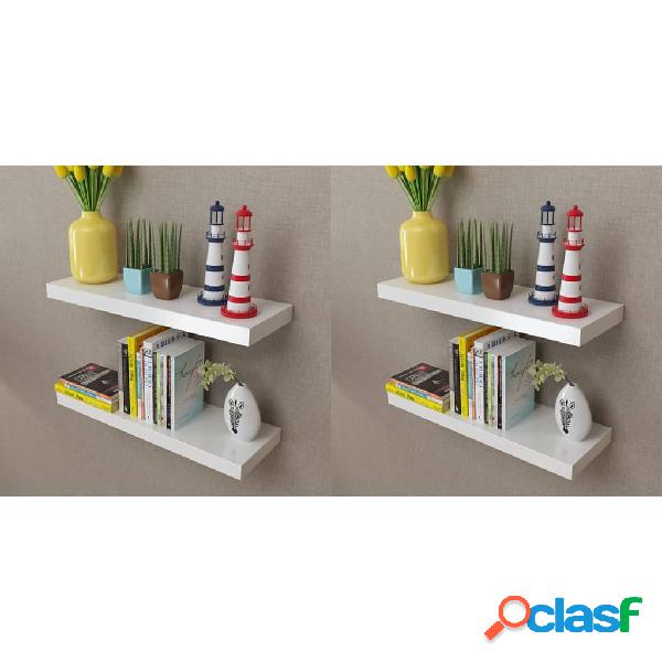 vidaXL Mensole a Parete 4 pz Bianche 60 cm