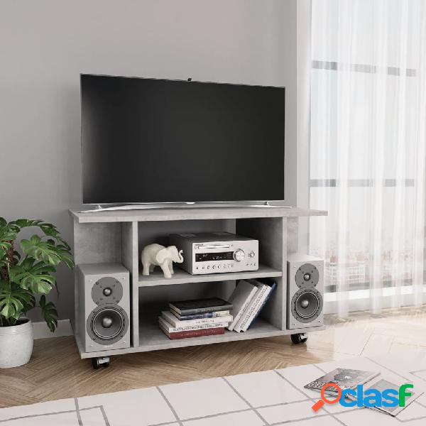 vidaXL Mobile TV con Ruote Grigio Cemento 80x40x40 cm in