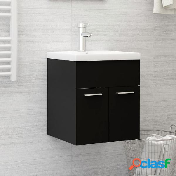 vidaXL Mobile da Bagno con Lavabo Integrato Nero in