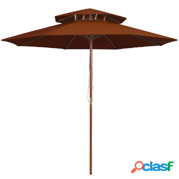 vidaXL Ombrellone a Due Livelli con Palo in Legno 270 cm