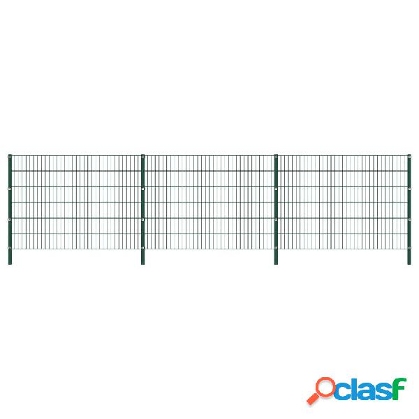 vidaXL Pannello di Recinzione con Pali in Ferro 5,1x1,2 m