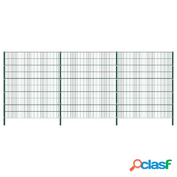 vidaXL Pannello di Recinzione con Pali in Ferro 5,1x2 m