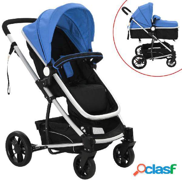 vidaXL Passeggino/Carrozzina 2-in-1 in Alluminio Blu e Nero