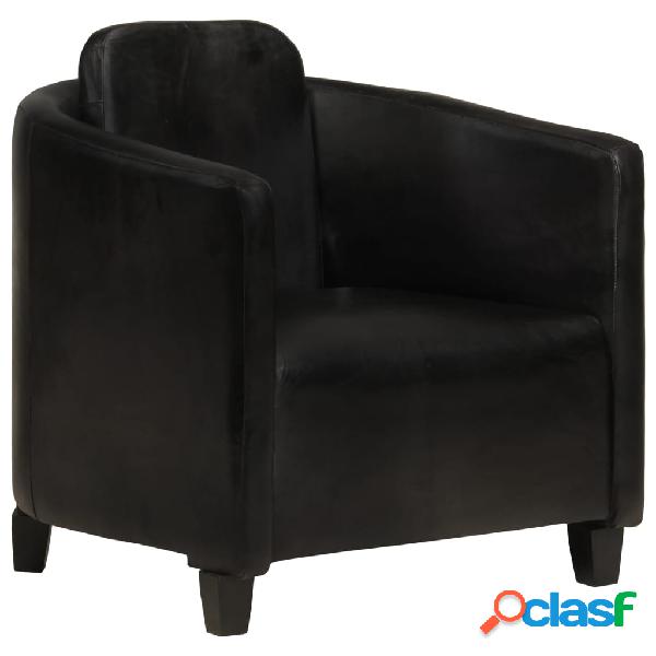 vidaXL Poltrona Nera in Vera Pelle