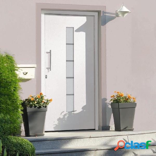 vidaXL Porta dIngresso in Alluminio e PVC Bianco 100x210 cm