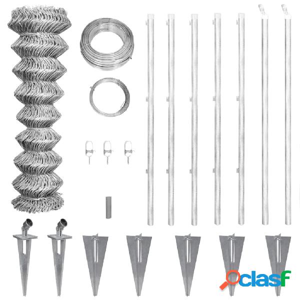 vidaXL Recinzione in Rete con Spuntoni in Acciaio Zincato