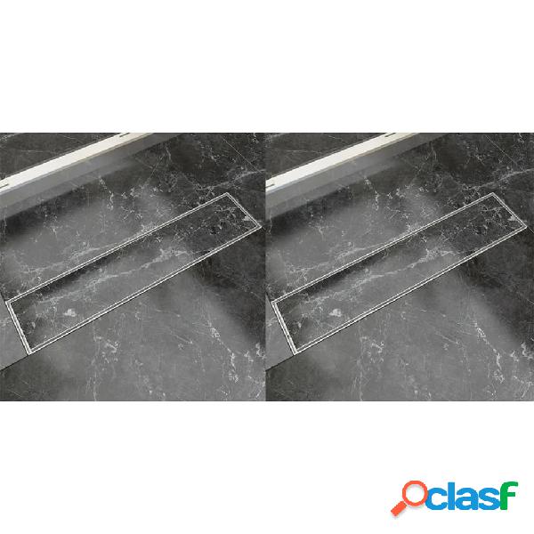 vidaXL Scarico Doccia Lineare 2 pz 530x140 mm in Acciaio