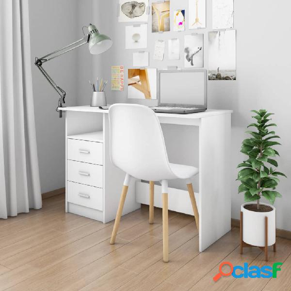 vidaXL Scrivania con Cassetti Bianca 110x50x76 cm in