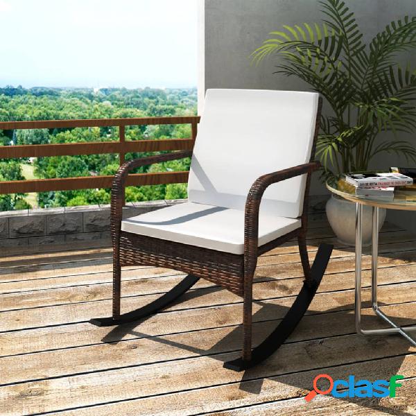 vidaXL Sedia a Dondolo da Giardino Marrone in Polyrattan