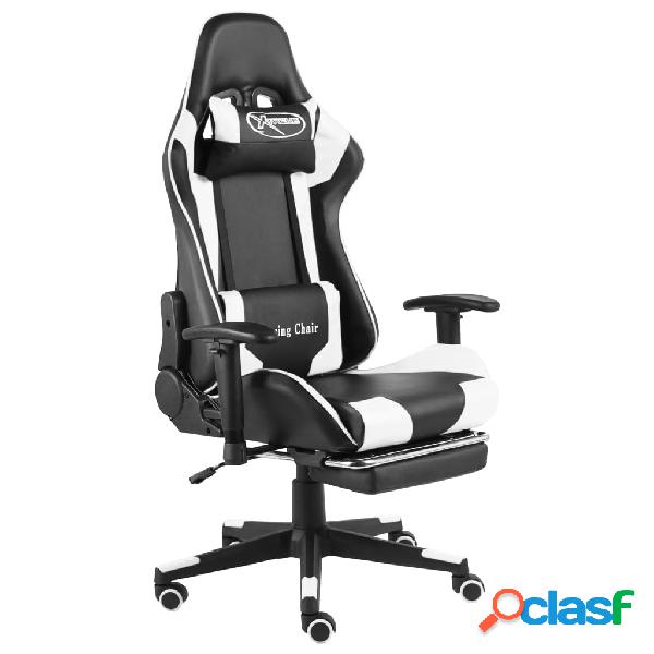 vidaXL Sedia da Gaming Girevole con Poggiapiedi Bianca in