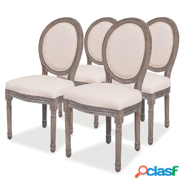 vidaXL Sedie da Pranzo 4 pz Crema in Tessuto