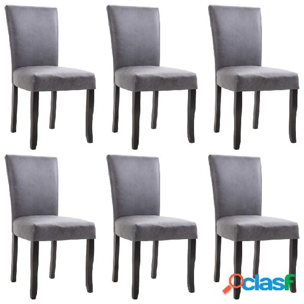 vidaXL Sedie da Pranzo 6 pz Grigie in Similpelle Scamosciata