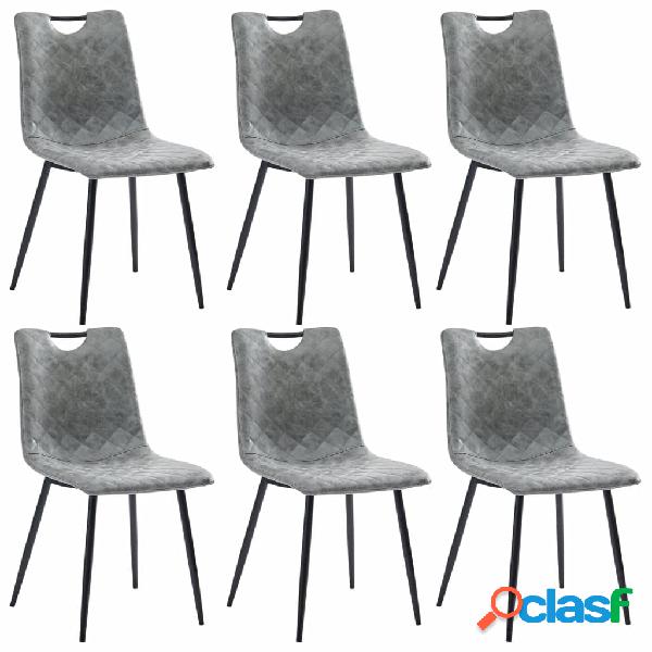 vidaXL Sedie da Pranzo 6 pz Grigio Scuro in Similpelle