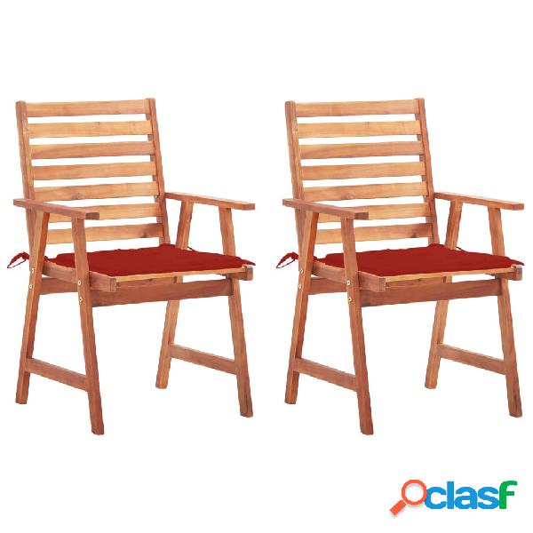 vidaXL Sedie da Pranzo da Esterni con Cuscini 2 pz Massello