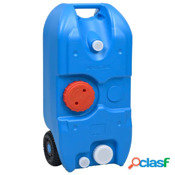 vidaXL Serbatoio dAcqua con Ruote per Campeggio 40 L Blu