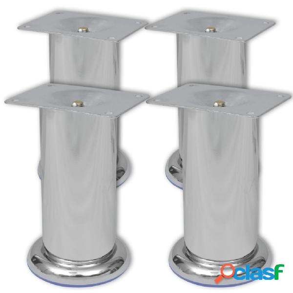 vidaXL Set 4 gambe rotonde per sofa cromate 120 mm