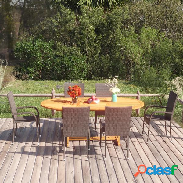 vidaXL Set Mobili da Pranzo Giardino 7 pz in Polyrattan