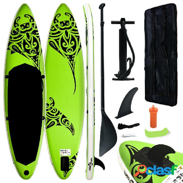 vidaXL Set Tavola Gonfiabile da SUP 366x76x15 cm Verde