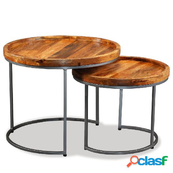 vidaXL Set Tavolini da Salotto 2 pz in Legno Massello di