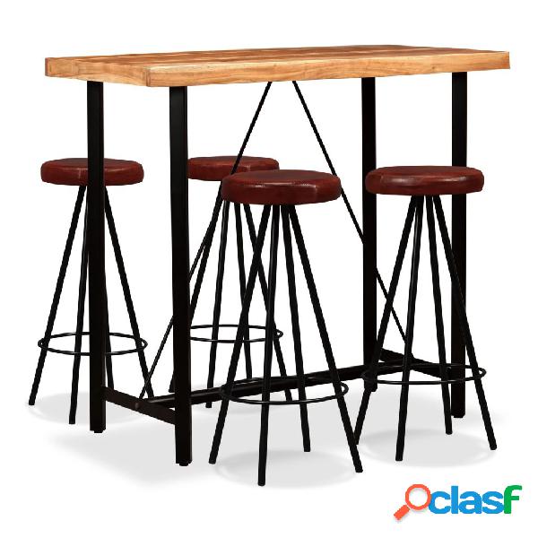 vidaXL Set da Bar 5 pz in Legno Massello di Acacia e Vera