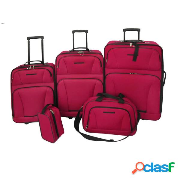 vidaXL Set da Viaggio Trolley e Borse 5 pz Rosso