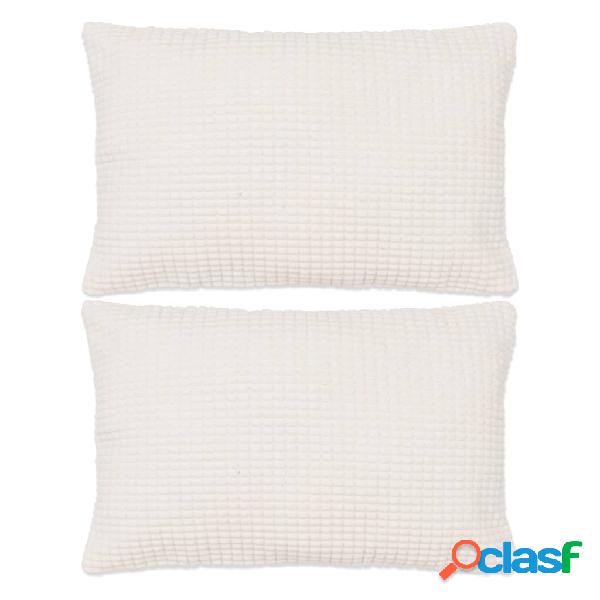 vidaXL Set di Cuscini 2 pz in Velour 40x60 cm Bianco Avorio