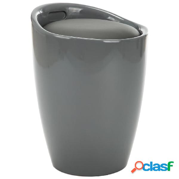 vidaXL Sgabello con Contenitore Grigio in Similpelle