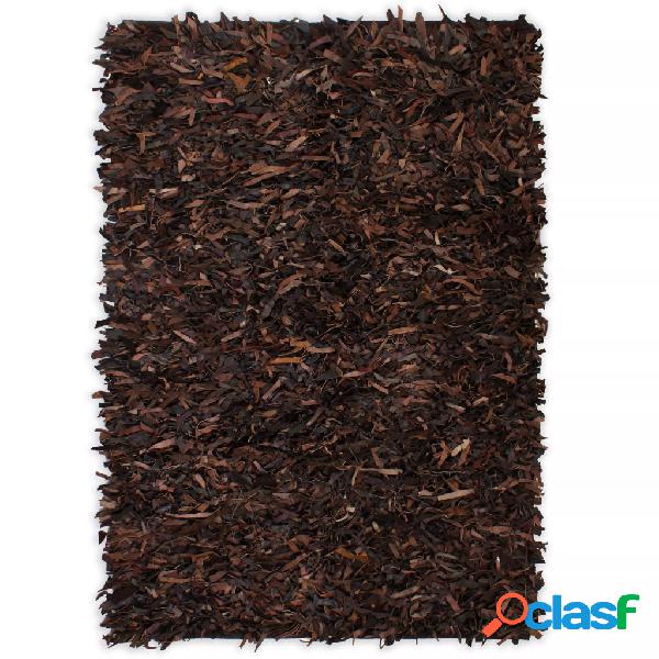 vidaXL Tappeto Shaggy a Pelo Lungo in Vera Pelle 80x160 cm