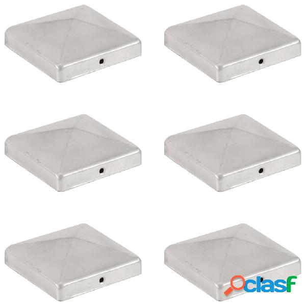 vidaXL Tappi per Pali a Piramide 6 pz in Metallo Zincato