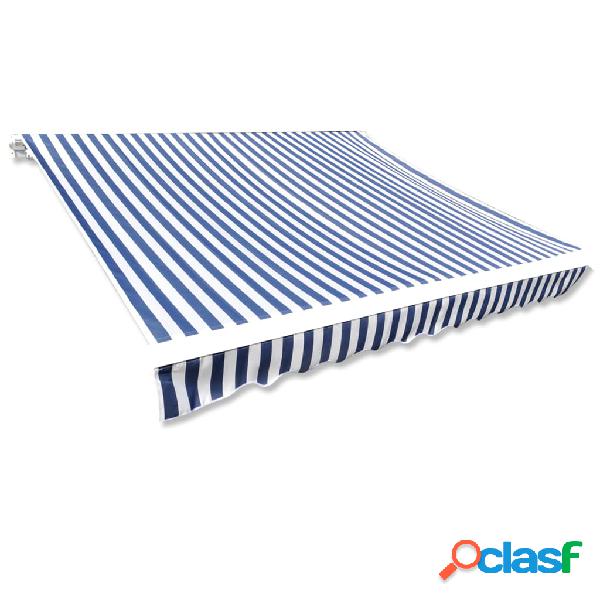 vidaXL Tenda Parasole in Tela Blu e Bianco 6 x 3m (Telaio